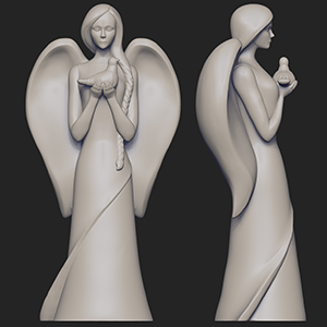 Статуэтка "Ангел с голубем", 3d модель
