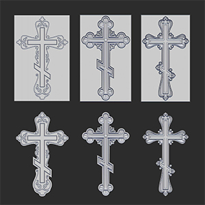 "Крест с орнаментом" 3 варианта, 3d модель